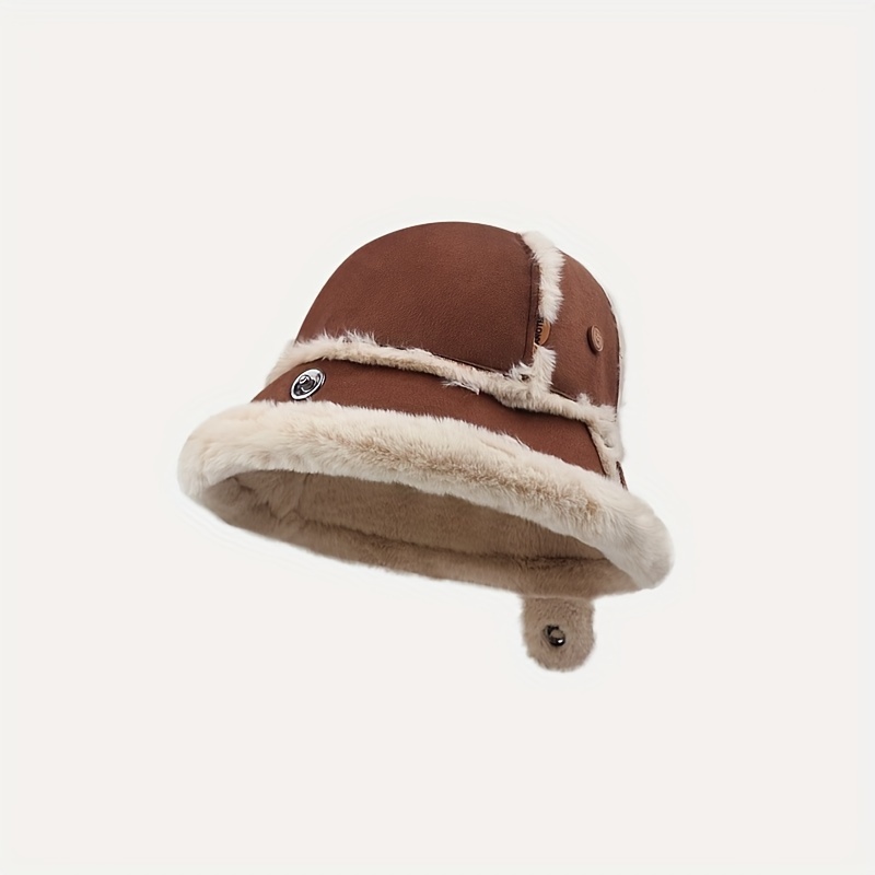 1 PC 冬ぬいぐるみ暖かい漁師帽子 耳保護ふわふわバケツ帽子