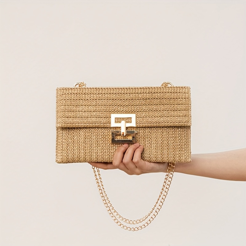 

Minimalist Braided Design Square Shoulder Chain Bag, Bohemian Flap Underarm Bag For Women, Niche Wallet For Travel