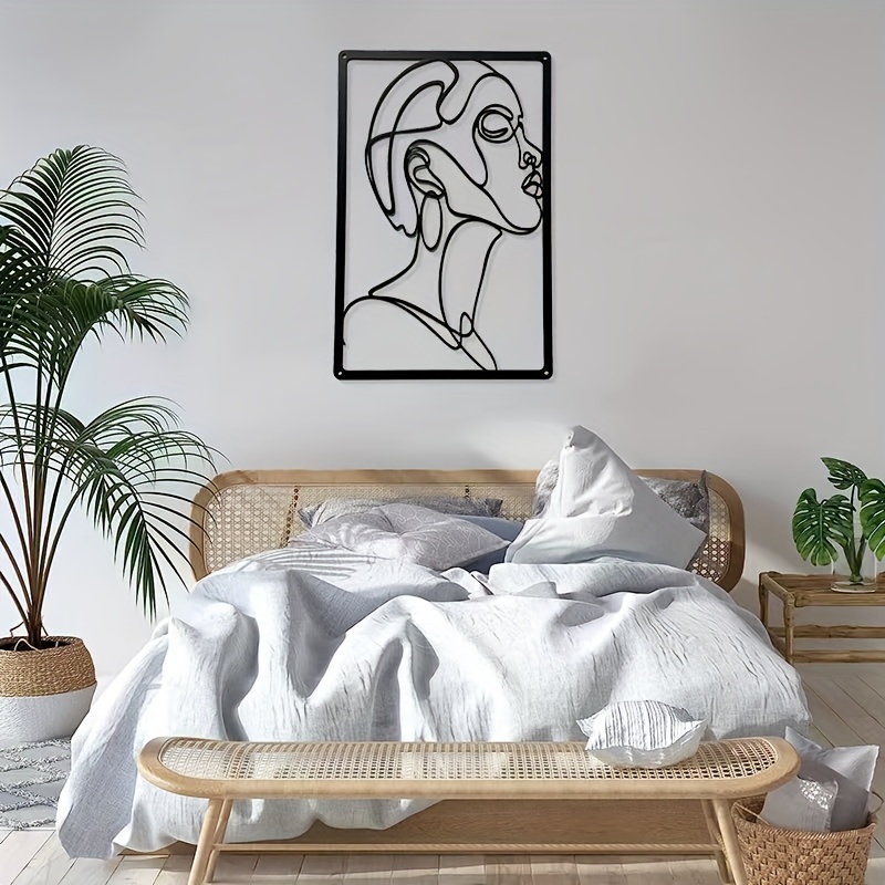 1ピース メタル厚い女性ウォールアート装飾 寝室用メタルミニマリスト