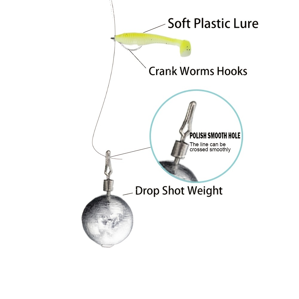100Pcs Drop Shot Fishing Hooks in-line Drop Shot Rig and Swivels Bass Worm  Hooks 