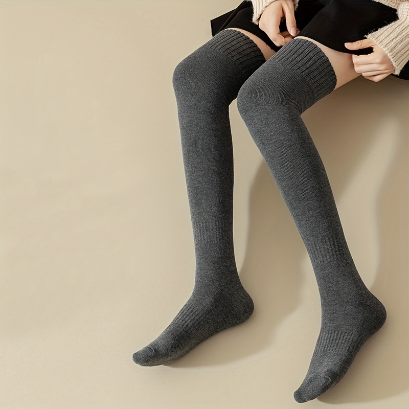 1 Pair Womens Solid Color Thickening Winter Socks Over The Knee Stylist  Thermal Thigh High Boots Socks Womens Stockings Hosiery - Sports & Outdoors  - Temu