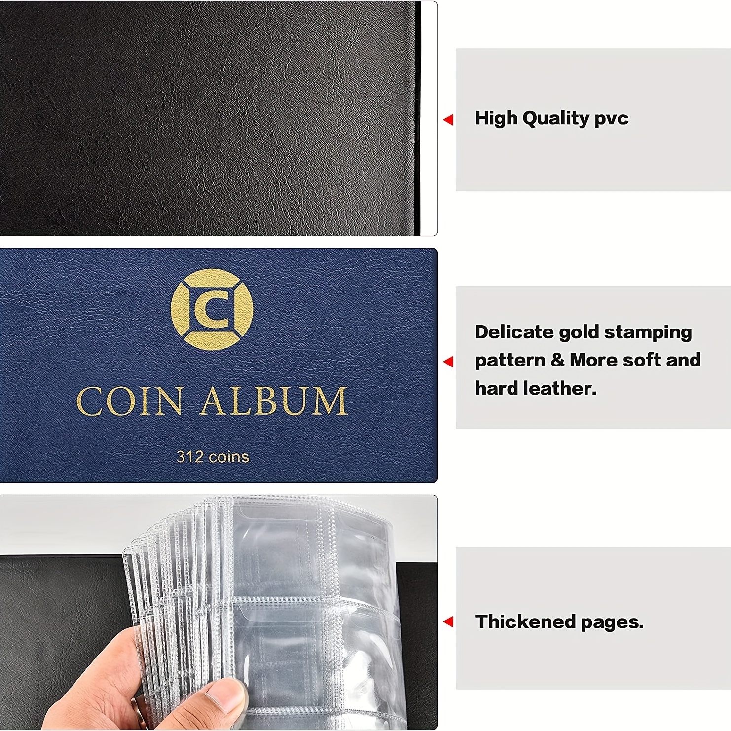 Álbum de monedas, bolsillo para monedas conmemorativas para coleccionistas,  fundas para monedas, org DYNWAVEMX Libro de álbum de tarjetas