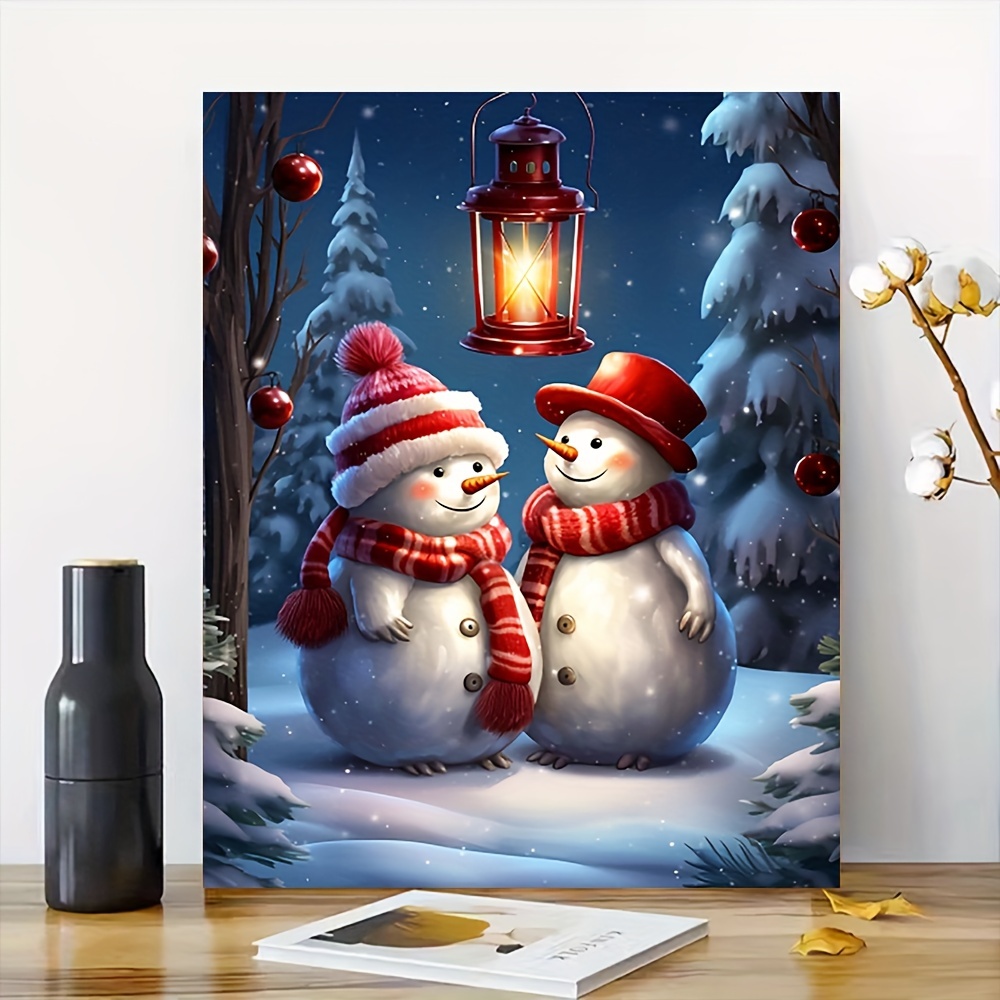 12 Pcs 6 x 6 Inch Christmas Pre Drawn Canvas for Painting Stretched  Christmas Trees Santa Snowman Canvas Boards Painting Canvas with Pictures  to Paint