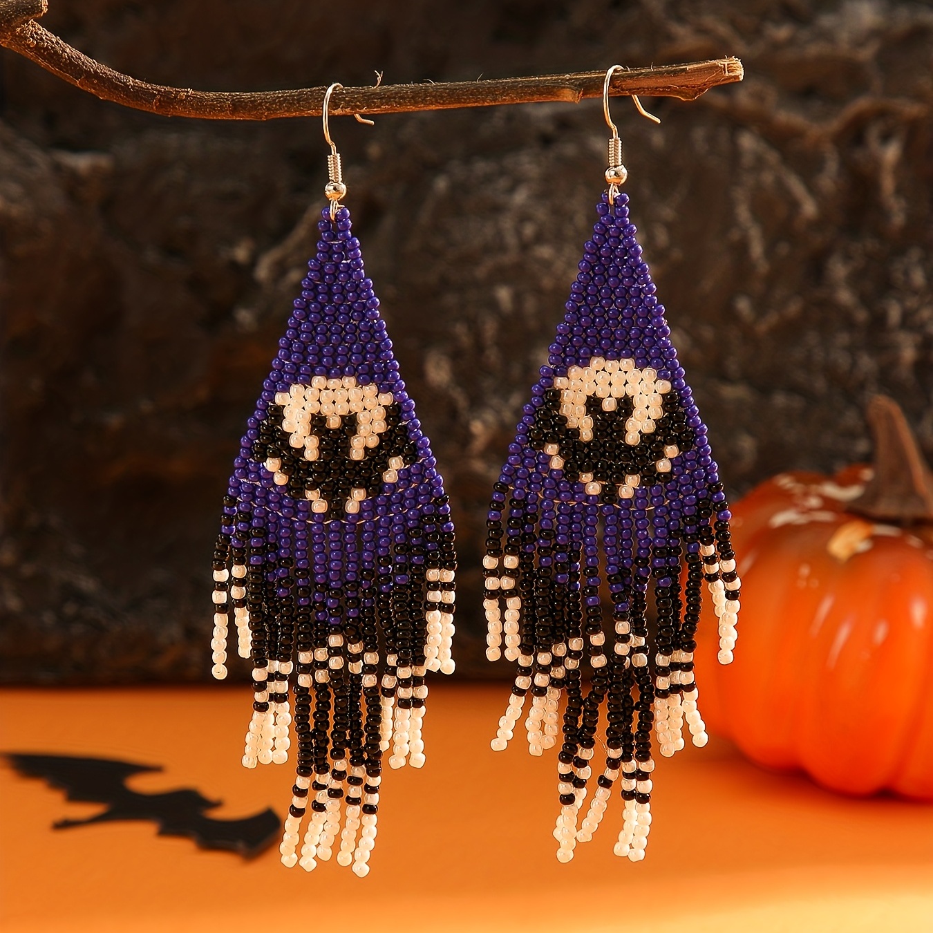 Halloween Wooden Beads String Tassel Diy Ghost Black Cat Tag