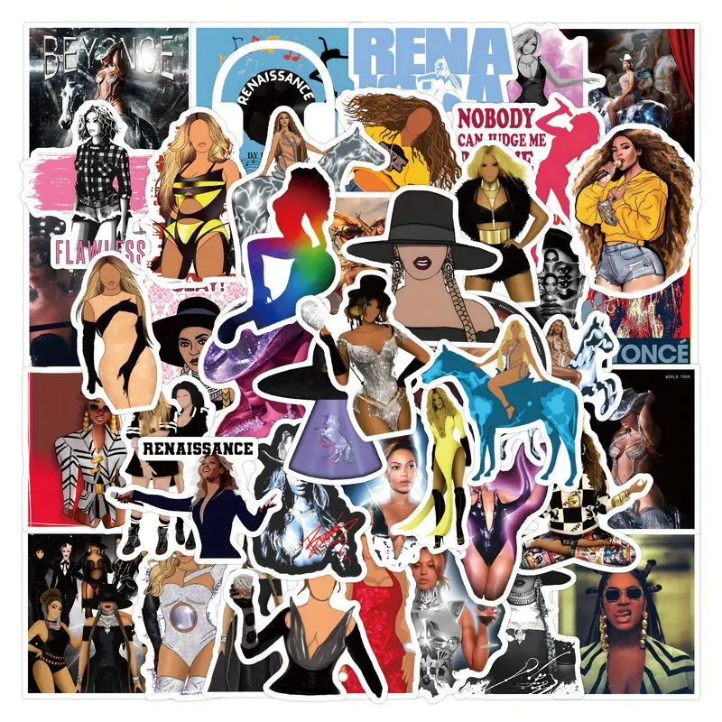 51pcs Beyonce Renaissance Stickers Vinyl Waterproof Stickers  Scrapbook,Journaling,Laptop,Bumper,Skateboard,Water  Bottles,Computer,Phone,Cartoon,Hard H