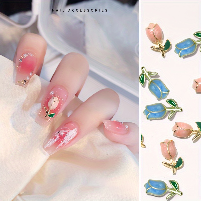 Shop 60pcs Tulip Flowers Nail Charms Nail 3d Charms Luminous Tulip