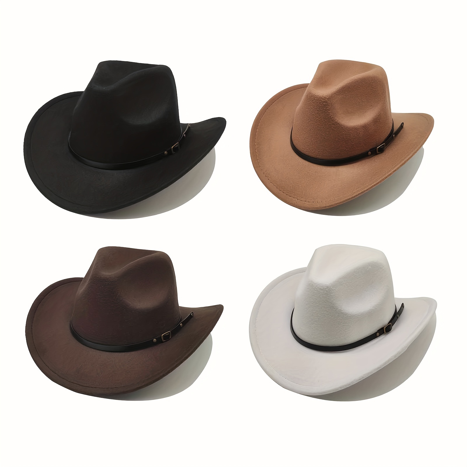 1pc Classic Unisex White Denim Hat, Single Coloured British Style Jazz  Fedora Hat, Vintage Felt Cowboy Hat For Women & Men