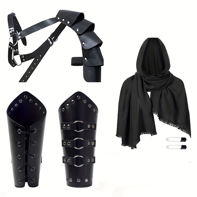 1 2 4pcs Renaissance Medieval Viking Black Costume Props Set