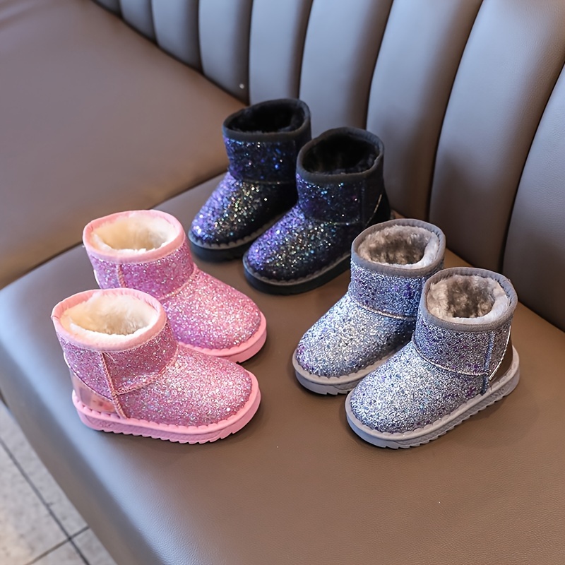 Girl's Solid Snow Boots with Warm Fleece Lining, Cozy Ankle Design