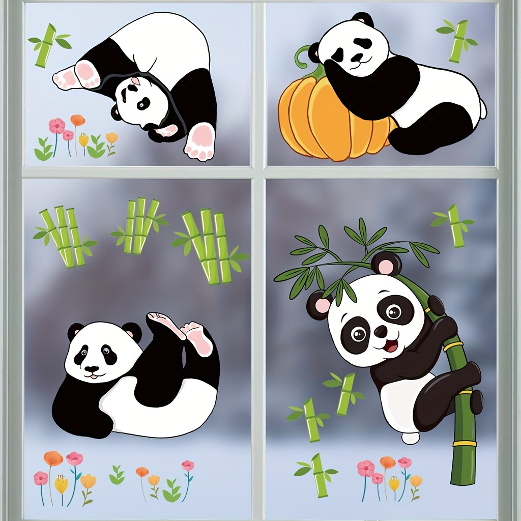 Panda With Bamboo Wall Decal Sticker Cute Animals On - Temu