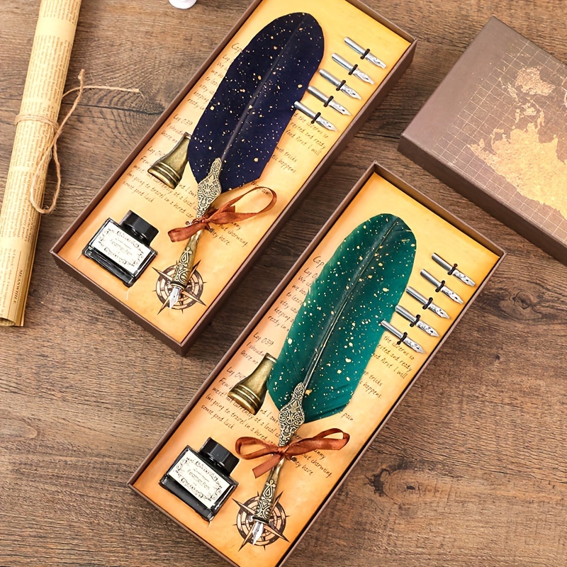 Gift Boxed With Seal And Fire Paint Wax Feather Pen Juba Dpr - Temu