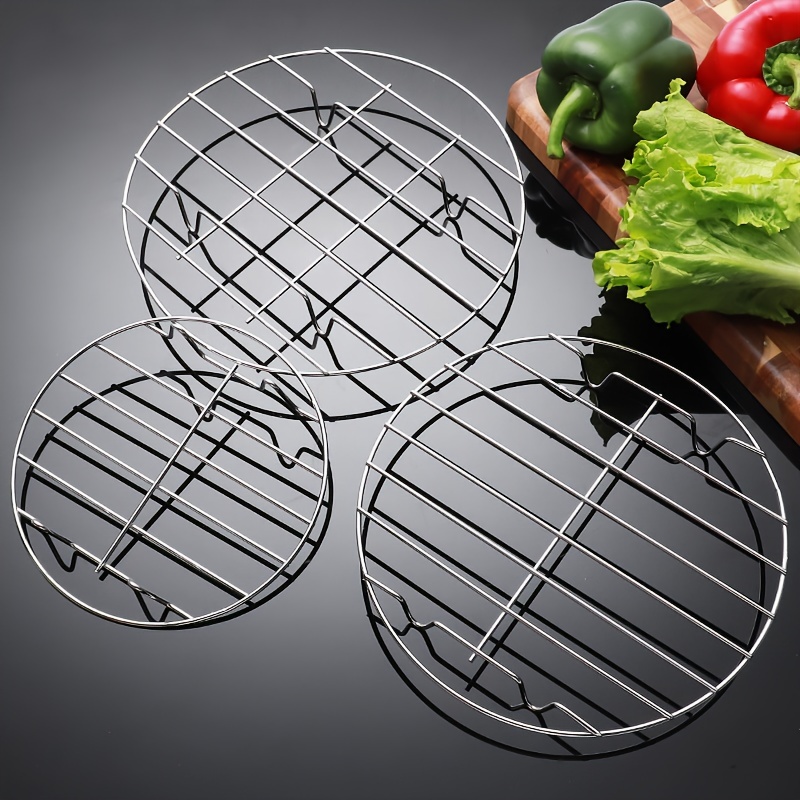 Round Stainless Steel Airfryer Rack Steamer Roasting Stand for Air