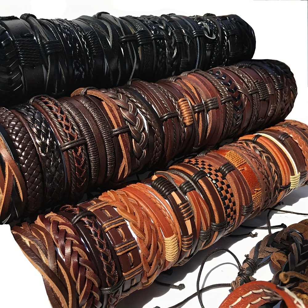 12pcs vintage leather bracelets cuff wristband mix style fashion party jewelry best gift