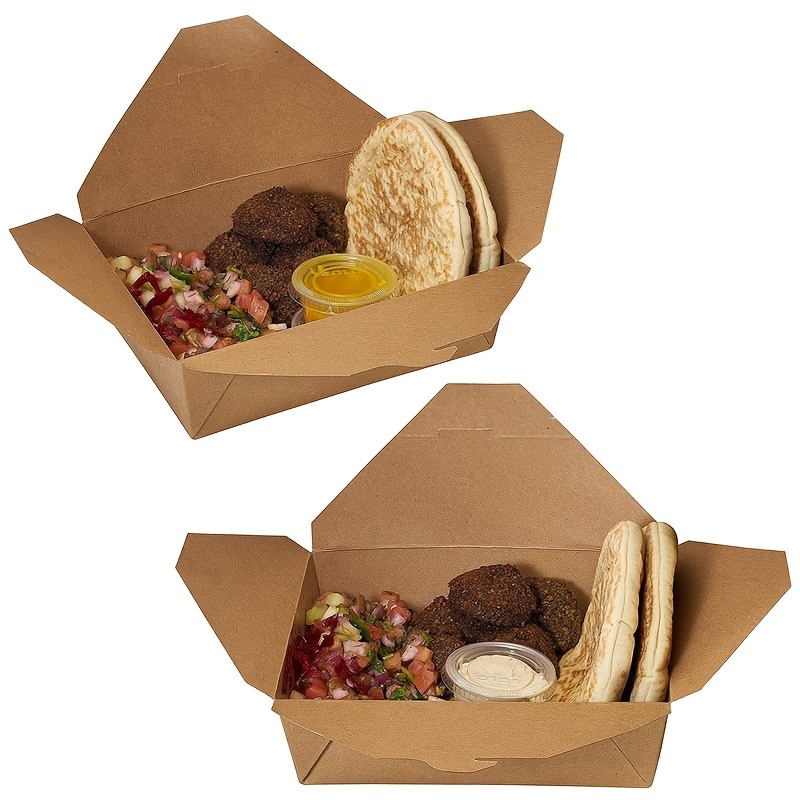 Kraft Paper Packaging Box Disposable Lunch Box Takeout - Temu