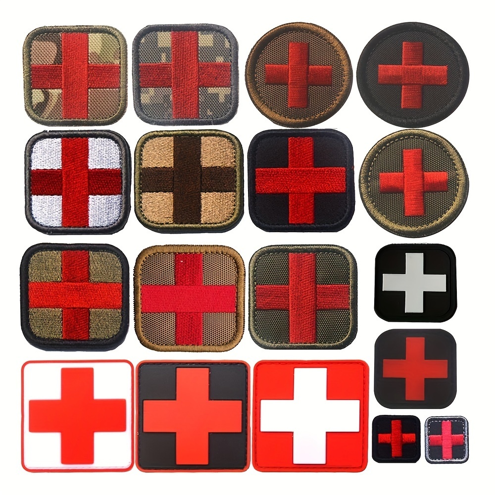 Custom Red Cross Medical Patch Name Tag First Aid Medical Patch EMT EMS  Text Bag Vest Custom Velcro Patch Brand Hook or Iron on Patch 