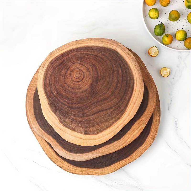 Acacia Wood Cutting Board Round with Metal Accent 13.85 x 13.13.85 x 0.63  in.