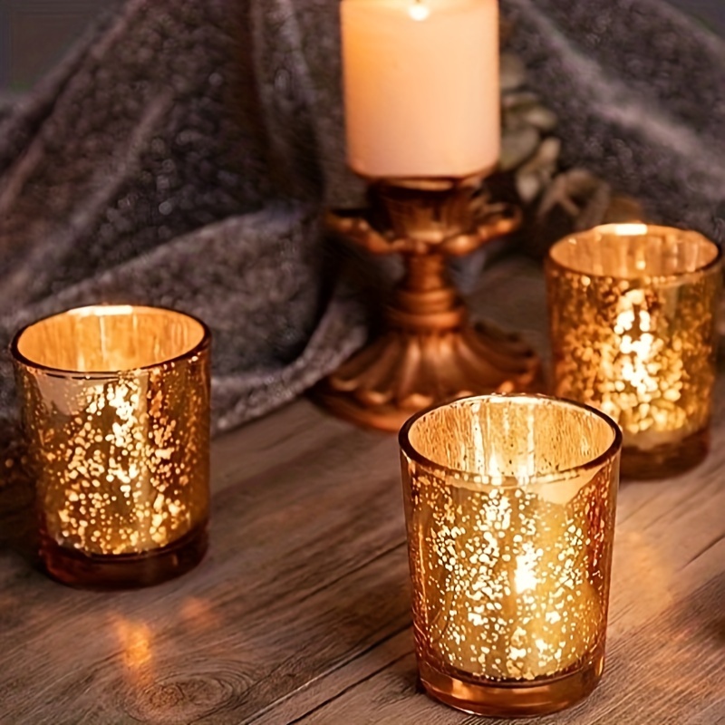 Brass Taper Candle Holders - Set of 6 Antique Brass Finish Candlestick  Holder, Modern Rustic Metal Candlestick Holder for Wedding, Dining Table,  Party