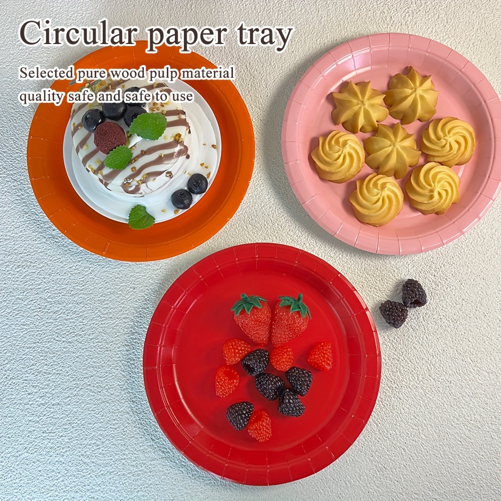 7/ Thick Disposable Paper Dining Plates, Barbecue Birthday Cake Dining  Plates, Thickened Dining Plates, Fruit Paper Dining Plates - Temu