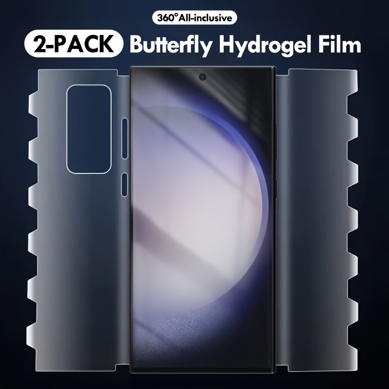2 Pièces Film Hydrogel Papillon 360 ° Pour Galaxy S23 S22 S21 S20 Ultra  Plus FE S10 5G Plus Protecteur D'écran Souple Avant Arrière À Couverture  Complète Pour Note 20 10 Ultra