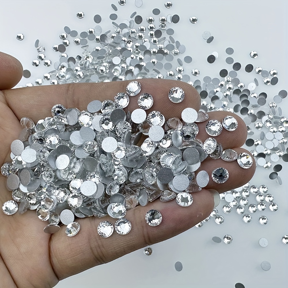 Rhinestones 1440pcs SS3 Glass Nail Art Crystal White Flatback Gemstones for  Crafts Nails Makeup Bags and