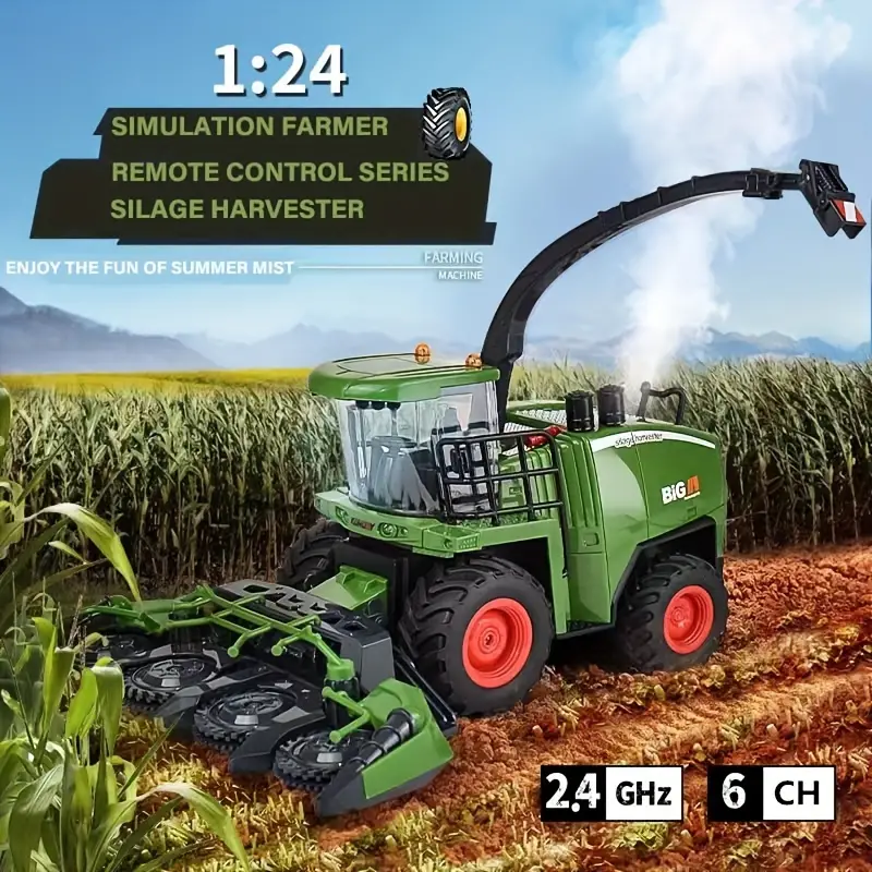 1:24 Scale Remote Control Harvester Tractor Rc Farm Tractor - Temu