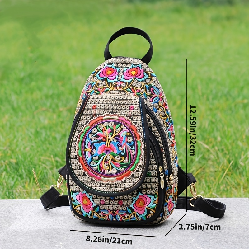 womens mini embroidery backpack backpack with detachable strap multifunction single strap chest bag