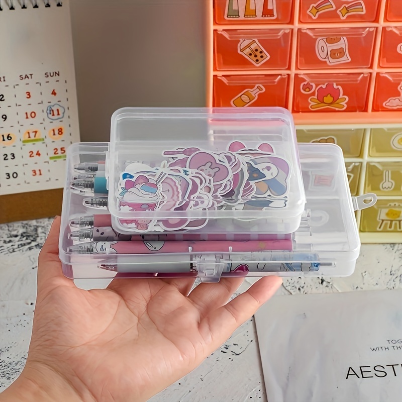 Flat Transparent Organizer Desktop Storage Box Scrapbook - Temu Italy