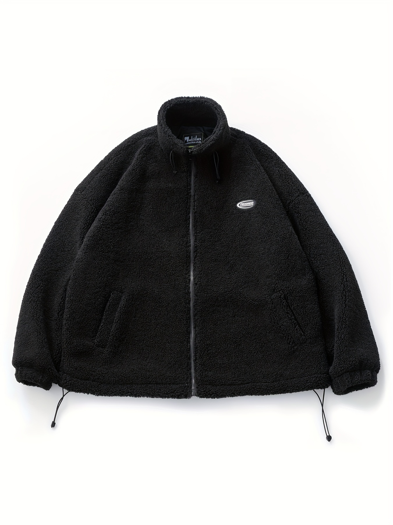 Plus Size Men's Fashion Band Collar Teddy Fleece Coat For Autumn/winter,  Oversized Sherpa Jacket For Males, Men's Clothing