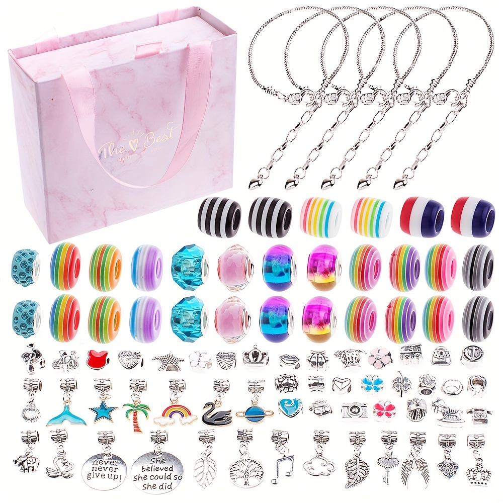 Bracelet Making Kit for Girls, 85PCs Charm Bracelets Kit with Beads, Jewelry  Charms, Bracelets for DIY Craft, Jewelry Gift for Teen Girls 
