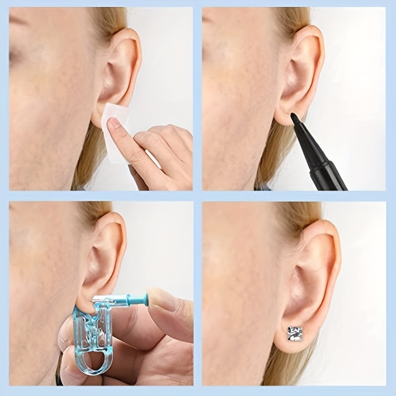 2 Pcs Disposable Self Ear Piercing Gun Safety Sterile Earing Kit Tool stud  