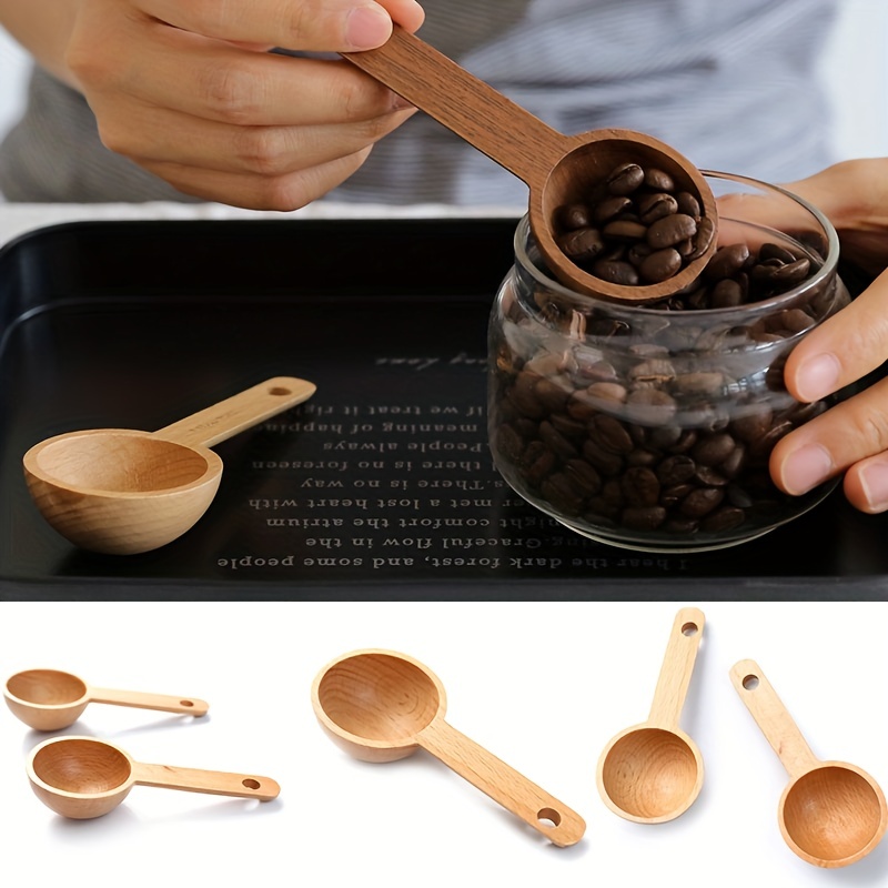 4pcs 10ml Wood Coffee Scoops, Coffee Spoon In Beech Wooden Measuring Spoons  Set Ground Coffee Scoop For Measuring Ground Beans Tea Home Kitchen Access