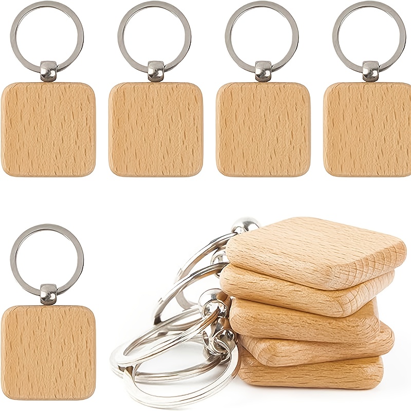 Wooden Blank Keychain For Men Circular Wood Chip Keychain - Temu