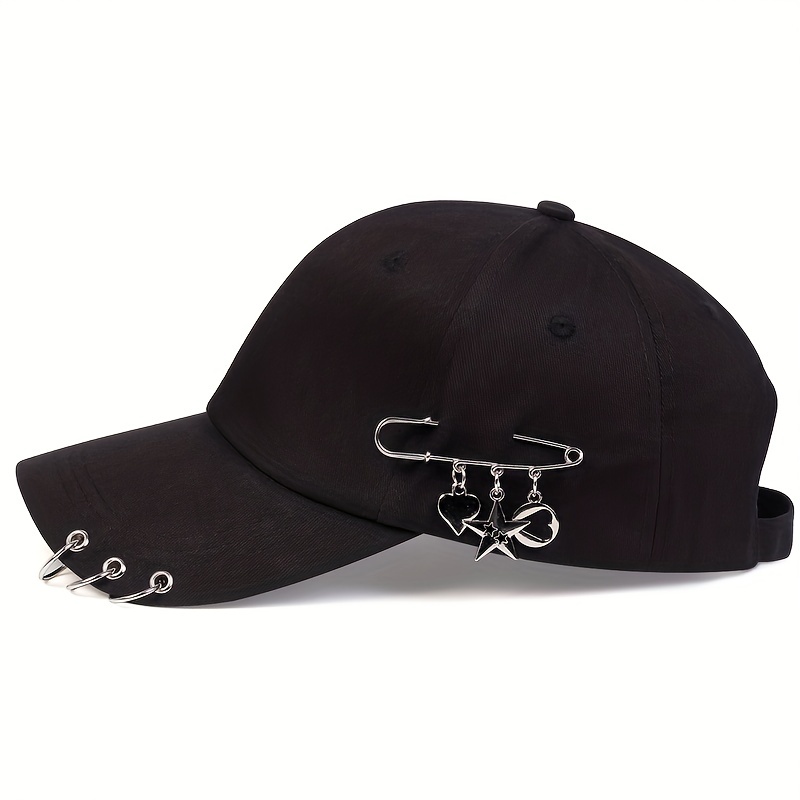 Star Iron Ring Baseball Cap Kpop Brooch Decor Casual Sun Hat Unisex