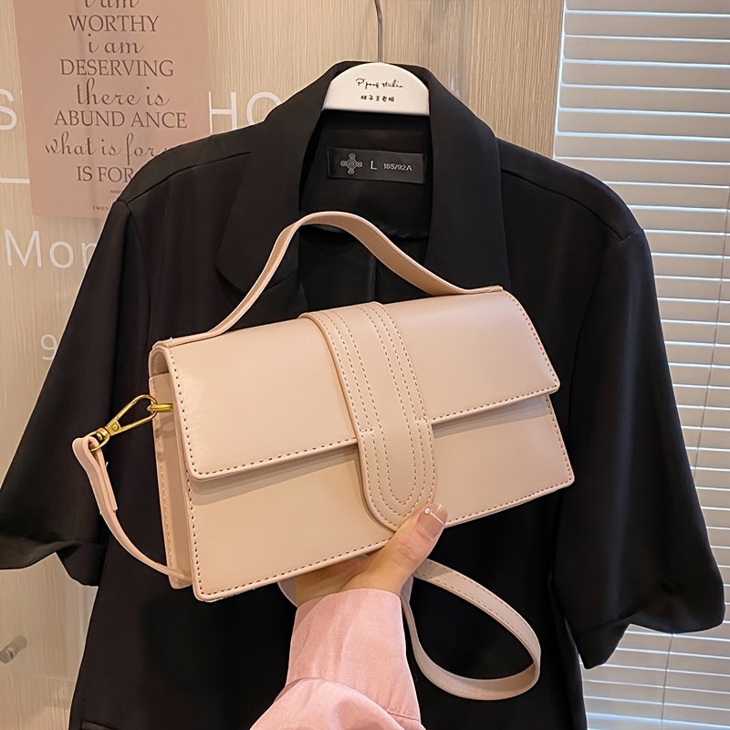 Stylish Pu Leather Crossbody Bag, Solid Color Flap Square Shoulder