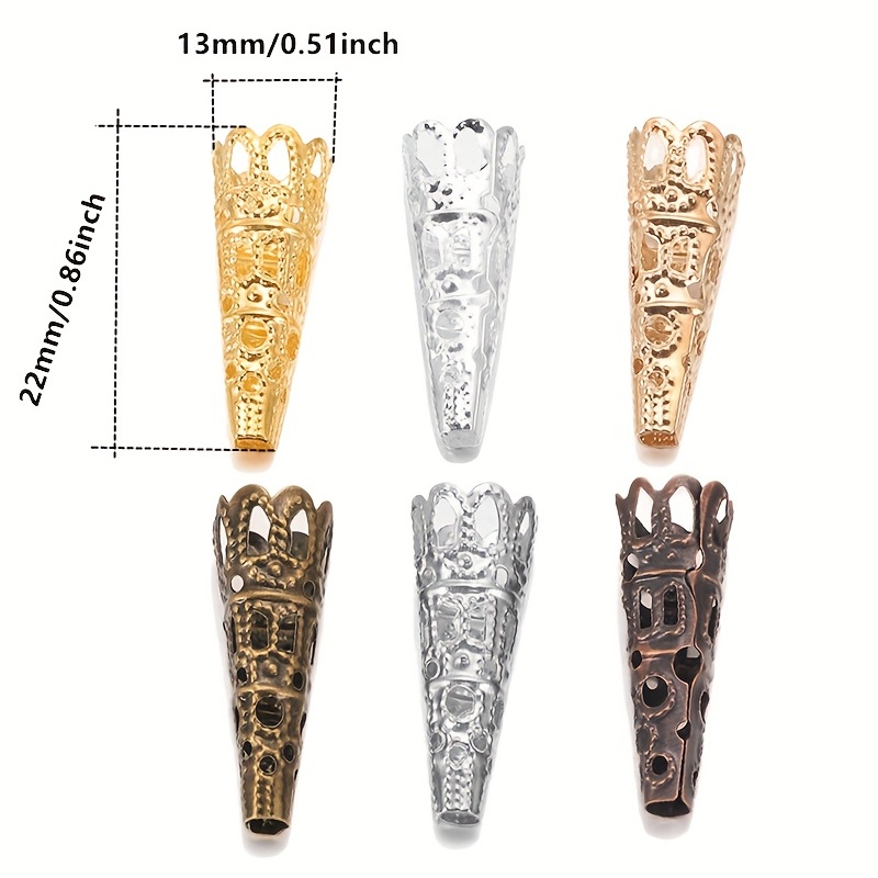 Alloy Beads Ancient Charms Flower Shape Receptacle End - Temu