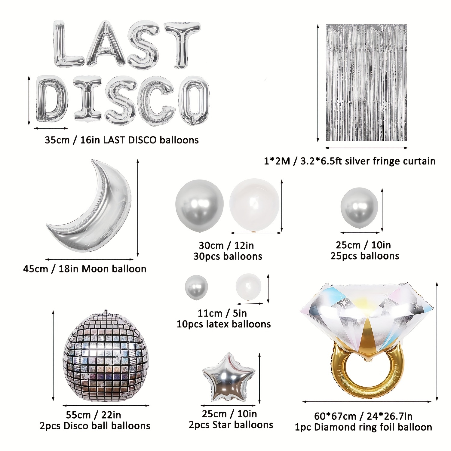 Last Disco Bachelorette Party Decor Silver White Balloon Garland Kit Disco  Ball Balloons Foil Curtain for Disco Dance Party - AliExpress