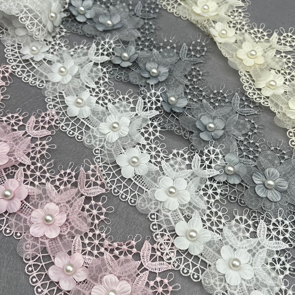 1yard Width:11cm (4.40) Elegant Flower Design Lace Cotton Net Embroidered  laces for DIY Garment Trimming