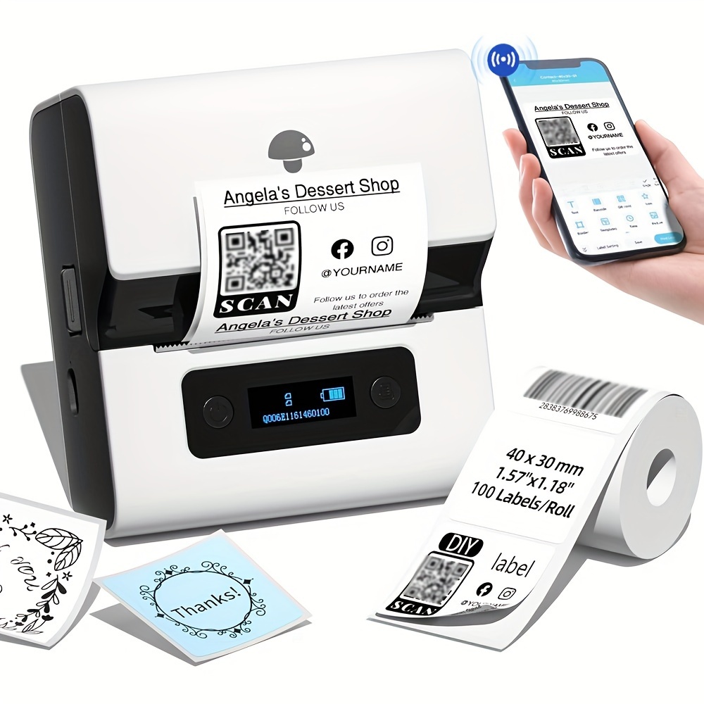 Phomemo M110S Multifunctional Bluetooth Label Printer with 3 Label Rolls  Thermal Label Printer Label Printer Transparent Label for Office, Retail