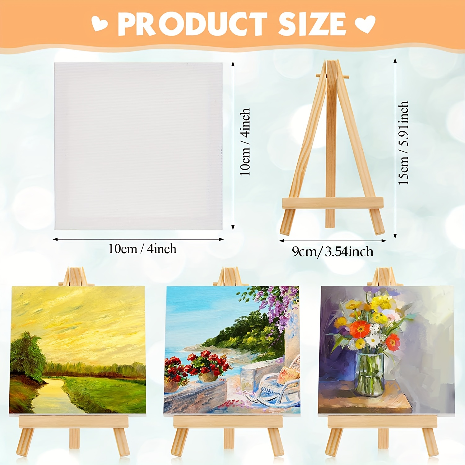4 x 6 Stretched Canvas with 8 Mini Wood Display Easel Kit, 12 Pack - Artist  Tabletop Stand, 4” x 6” - 8” Easel - Harris Teeter