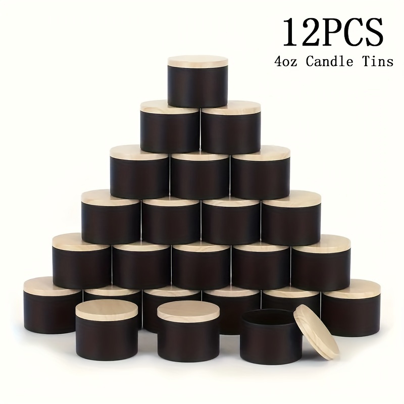 Paquete de 12 tarros de vela de vidrio de 10 onzas con tapas, etiquetas de  agradecimiento y rebanadas rústicas redondas para hacer velas, recipientes