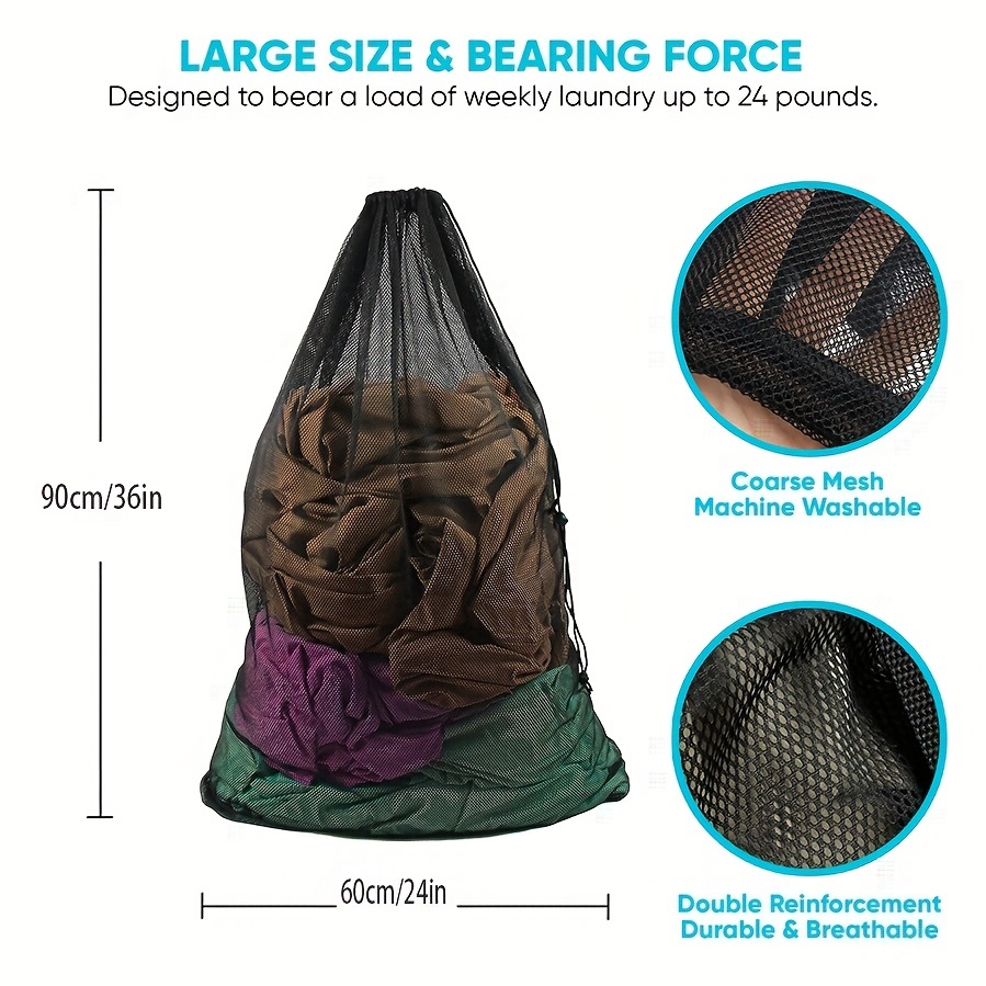 Large Mesh Laundry Bag with Drawstring Closure