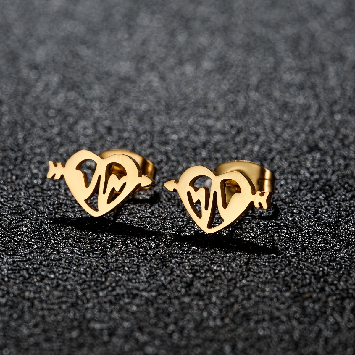 Simple Heart Shaped Stud Earrings Men Minimalist Stainless - Temu ...