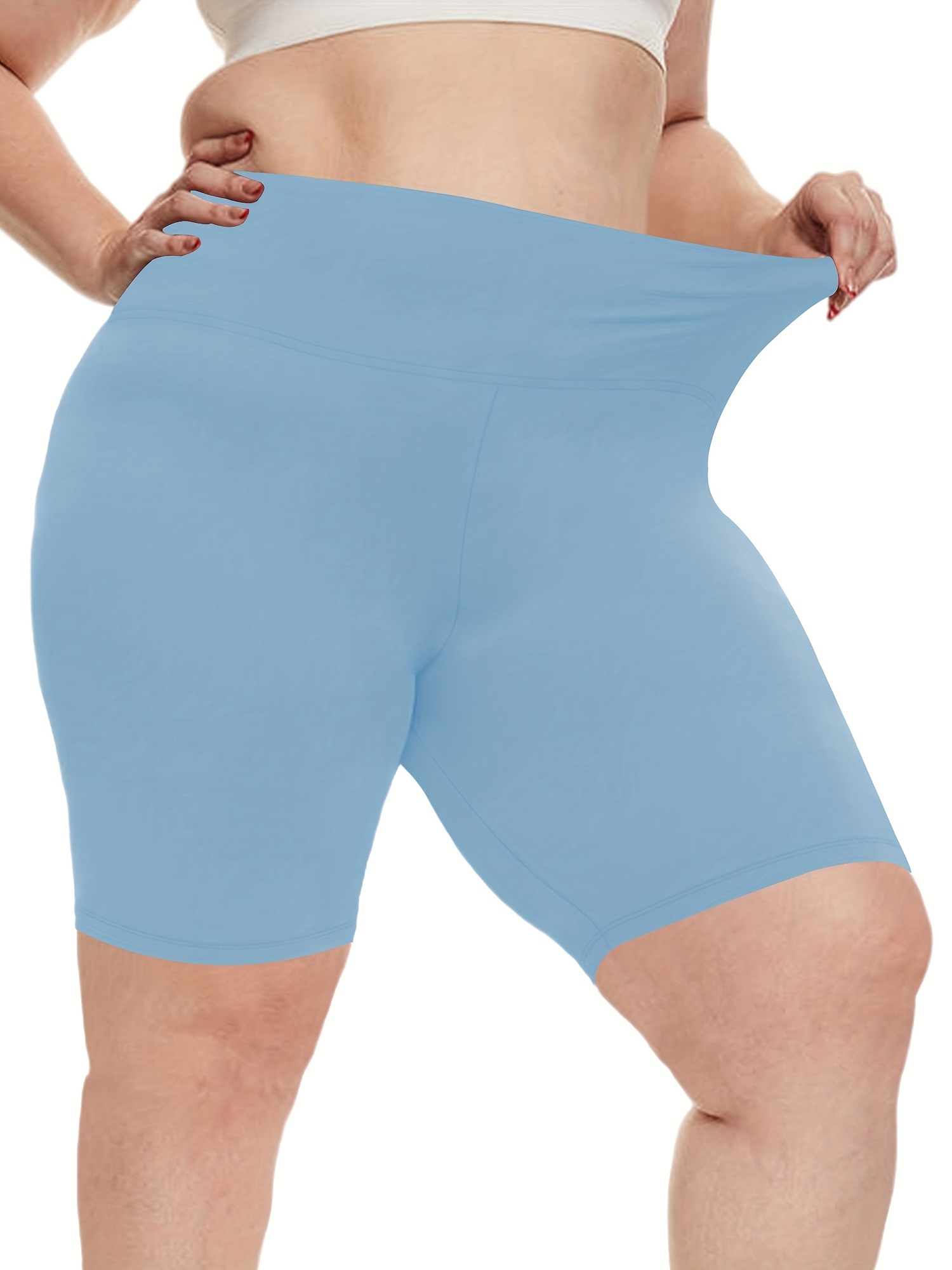 Plus Size Sports Shorts Women's Plus Solid High Pockets - Temu