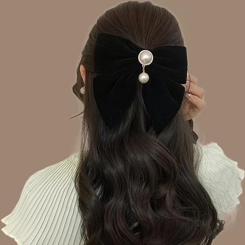 Faux Pearl Bow Hair Clip