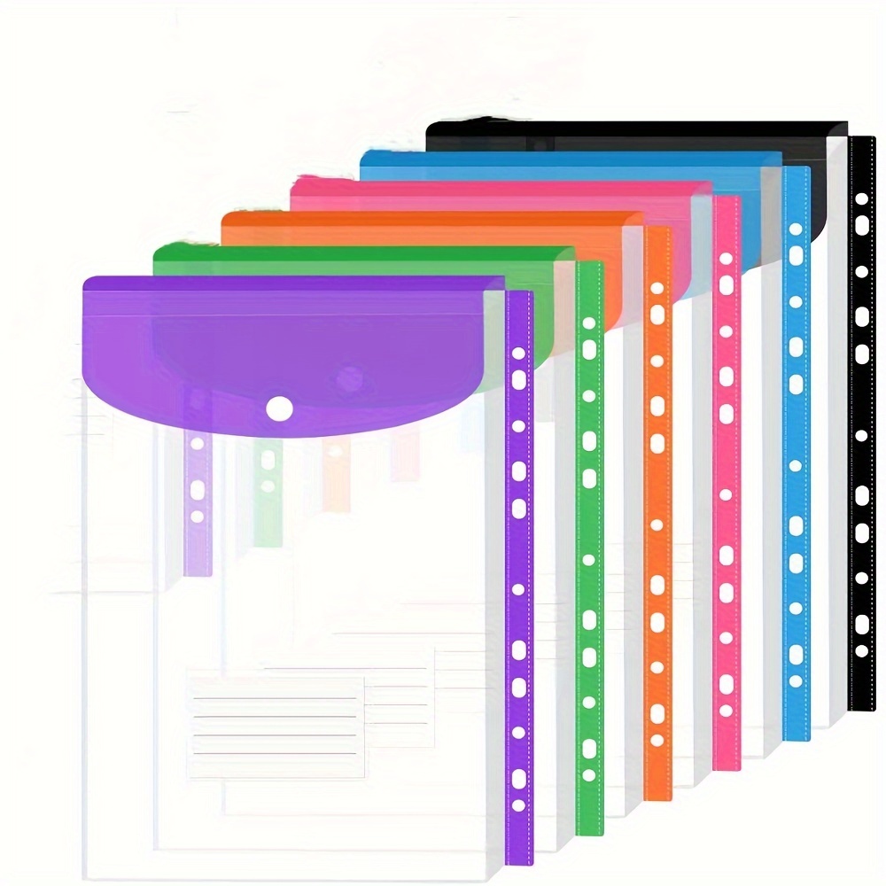Classeur De Rangement Document Lot De 32 Pochettes A4+ Transparentes Agoer - 8 Couleurs - Fermeture Velcro Trieur Document