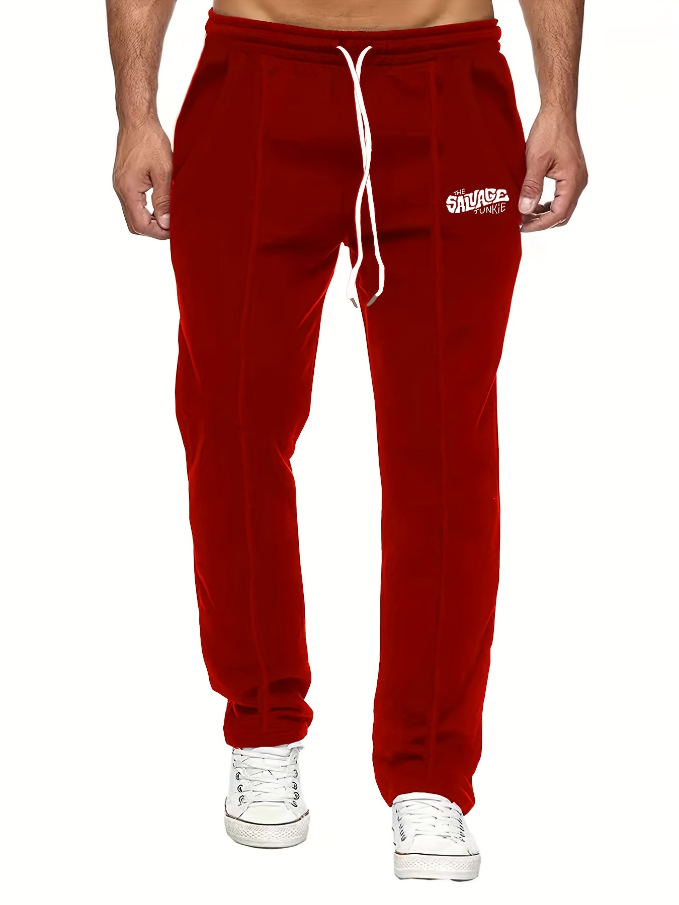 Savage Letter Print Drawstring Pants Men's Outdoor