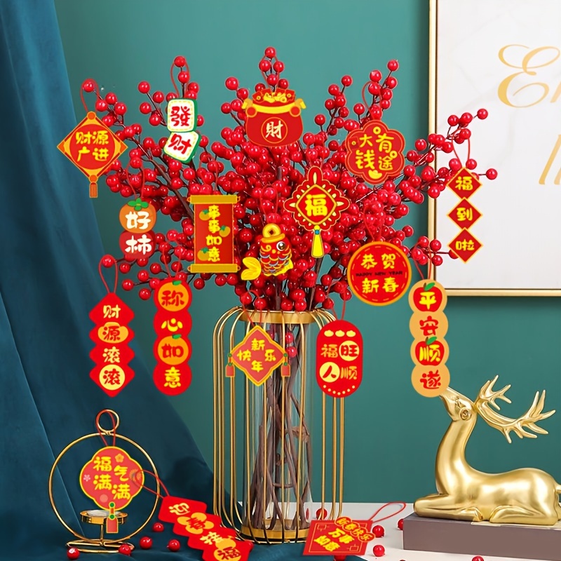 Pendentif nœud chinois suspendu, décorations du nouvel an lunaire pour la  maison, ornements festifs du Festival de printemps, pompon rouge, cadeau de  bénédiction, 2022 - AliExpress