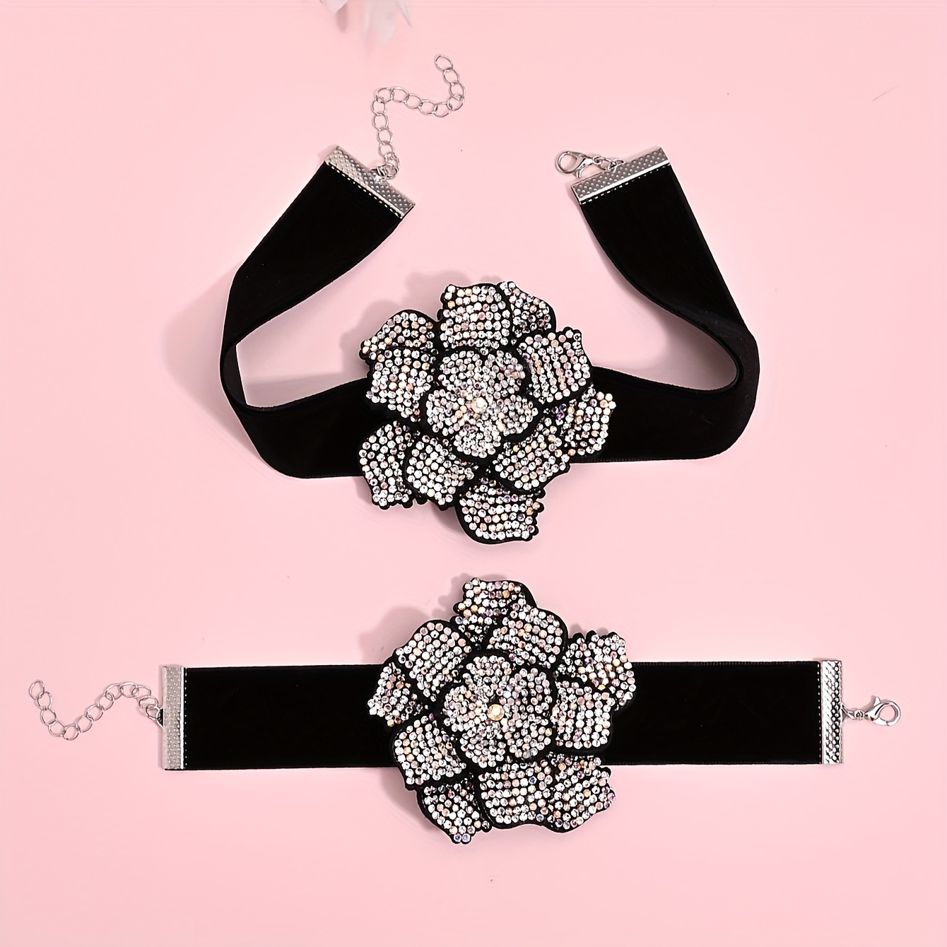

1 Necklace + 1 Bracelet Vintage Jewelry Set Sparkling Decor