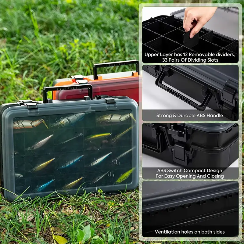 Organize Your Fishing Tackle Box With * 2-Layer Large Tackle Box - Clear  Lid, Adjustable Dividers, Plastic Storage (15 3/8 X 10 5/8 X 2 1/4)