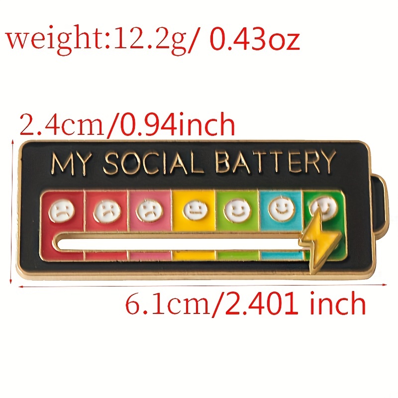 2pcs Women's Creative & Personalized Battery Level Design Brooch